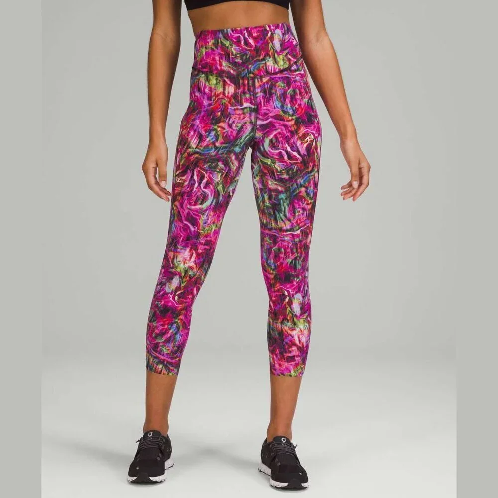 New! Lululemon Pink Multi Base Pace High-Rise Running Tight Legging 41413